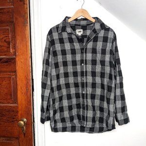 LEE Cotton Plaid Flannel Button Down Shirt Size L